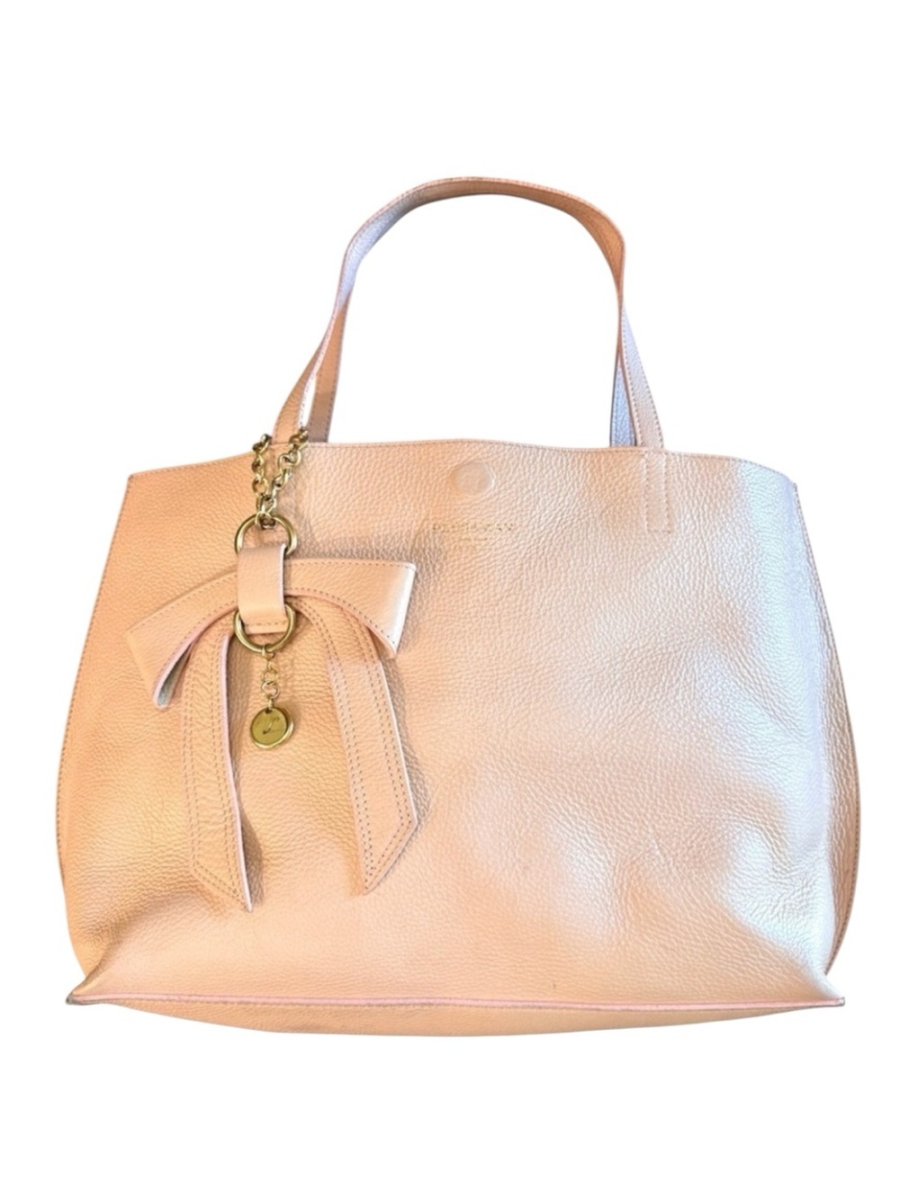 Persaman New York Angeles Leather Tote | Italian Pebbled | Blush Pink Bow